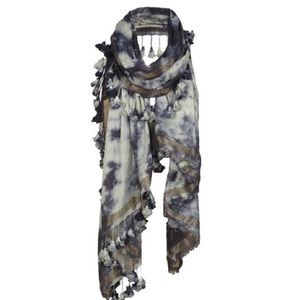 ALL SAINTS ZOHRA Scarf Tie Dye Blue Gold Silk NWT